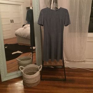 Blue suede short sleeve dress